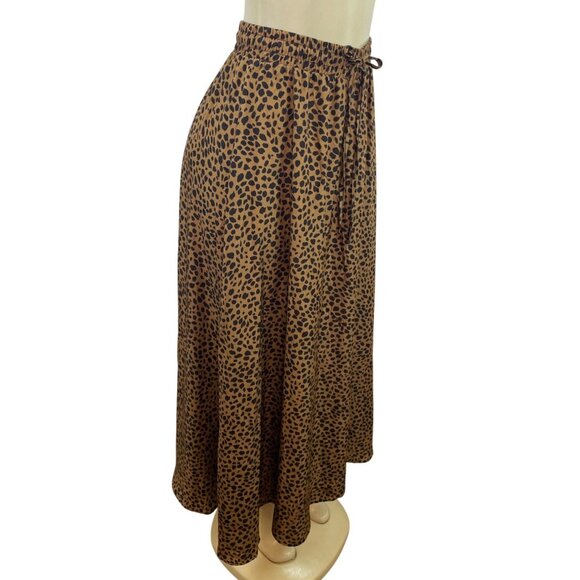 Bluetime Leopard Print Midi Skirt With Elastic Waist & Drawstring Sz M - New - Picture 2 of 7
